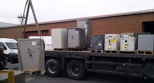 safe being lifted image